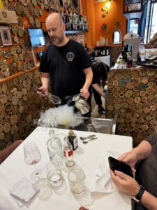 Pouring liquid nitrogen