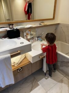 Kid-sized sink & mirror